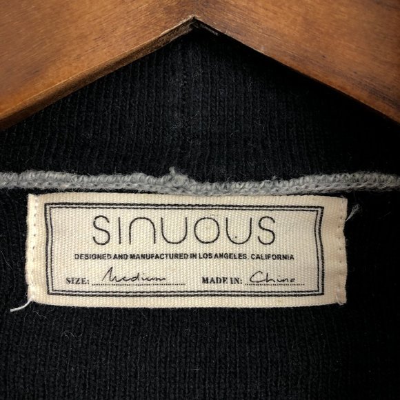 Sinuous Women's Size Medium Black Grey Wool Blend Drapey Knit Cardigan Sweater - Picture 7 of 9